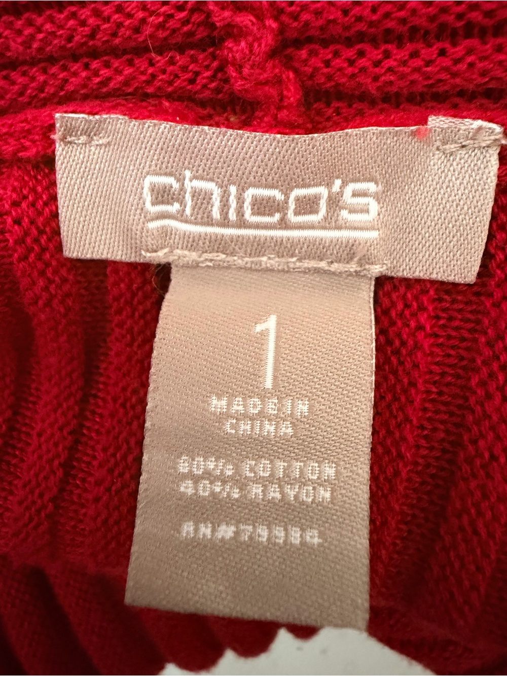 Chico's Red Ribbed Open-Front Cardigan - Picture 4 of 4